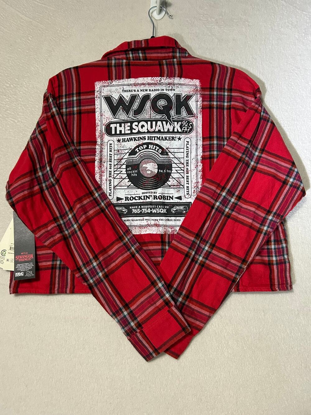 NWT Stranger Things Netflix Girls Flannel Crop Top M 8-10 Plaid WSQK